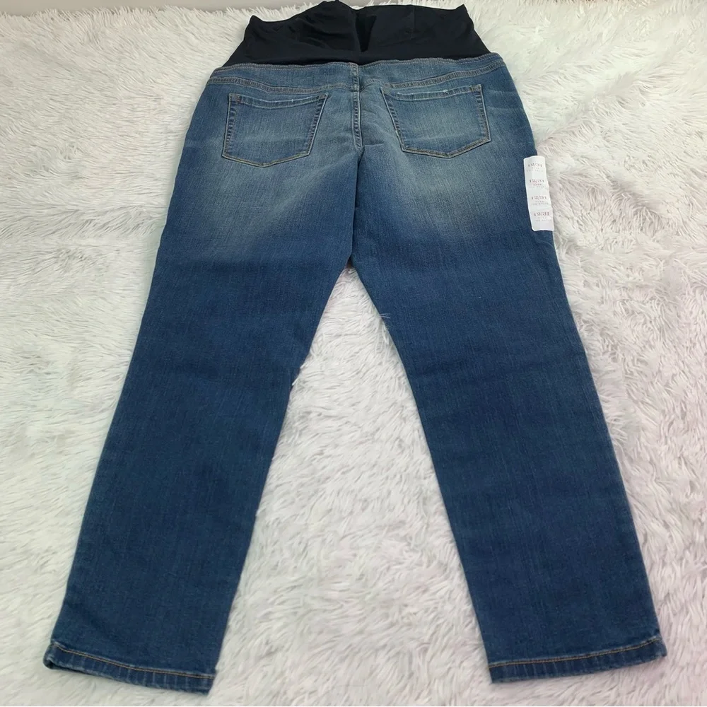 Isabel maternity crop skinny jeans crossover panel‎